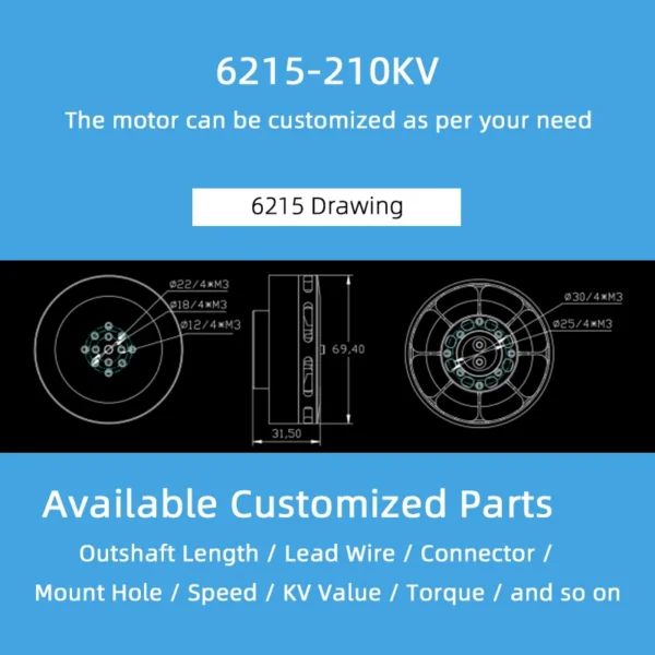 Brushless Bldc Drone Motor, 5607 RPM, JZ-6215 - view 3