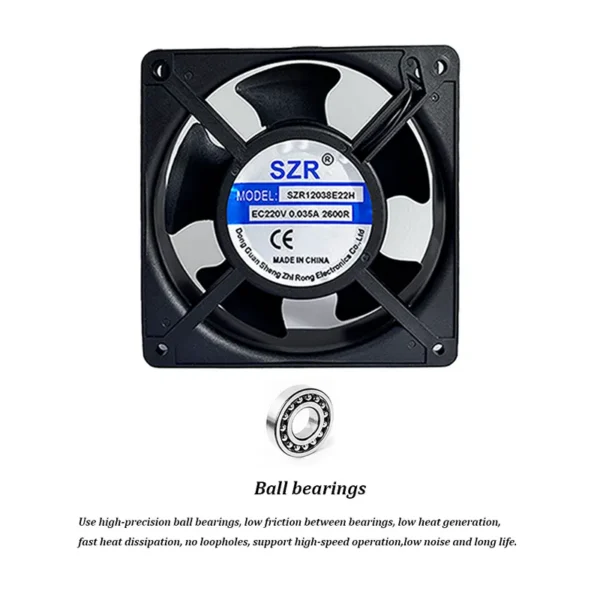 Brushless Cooler, 120*120*38mm, 3500RPM, 110v, Axial - view 4