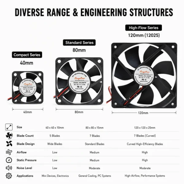 Brushless Cooling Fan, 12025, 120x120x25mm, 12V, 24V - view 3