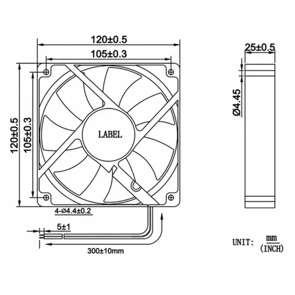 Brushless Fan, 120x120x25mm, 24V, 3D - view 4