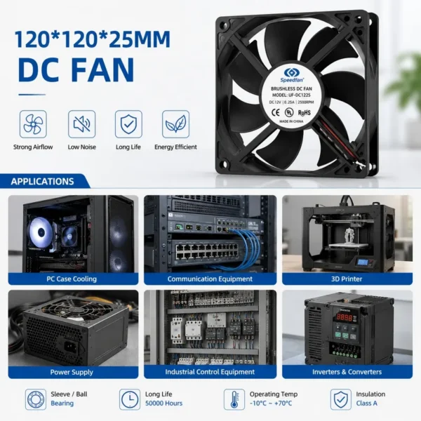 Brushless Fan, 120x120x25mm, 24V, 3D - view 6