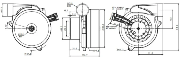 Brushless Fan, 130m3/h, 24VDC - view 5