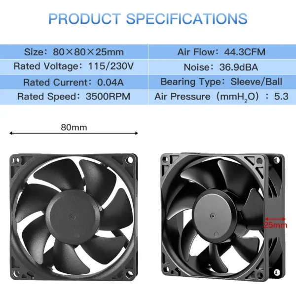 Brushless Motor, Axial, 8025, 9225, 12038 - view 2