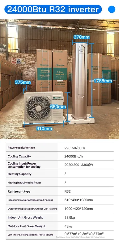 Cabinet Air Conditioner, 24000Btu, 2.5HP, R32, Inverter - view 6
