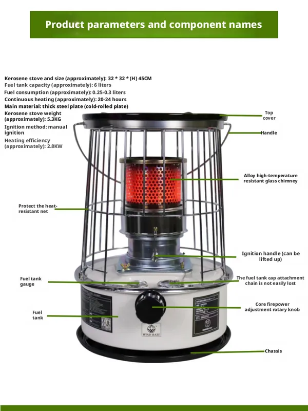 Capacity Kerosene Stove, Portable, Stainless, Steel, 6L - view 3