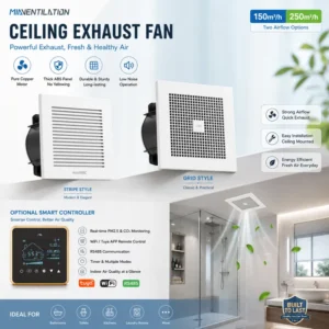 Ceiling Exhaust Fan, 150m/h, ABS, Copper, HVAC