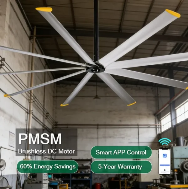 Ceiling Fan, 10ft, Aluminum, PMSM, HVLS