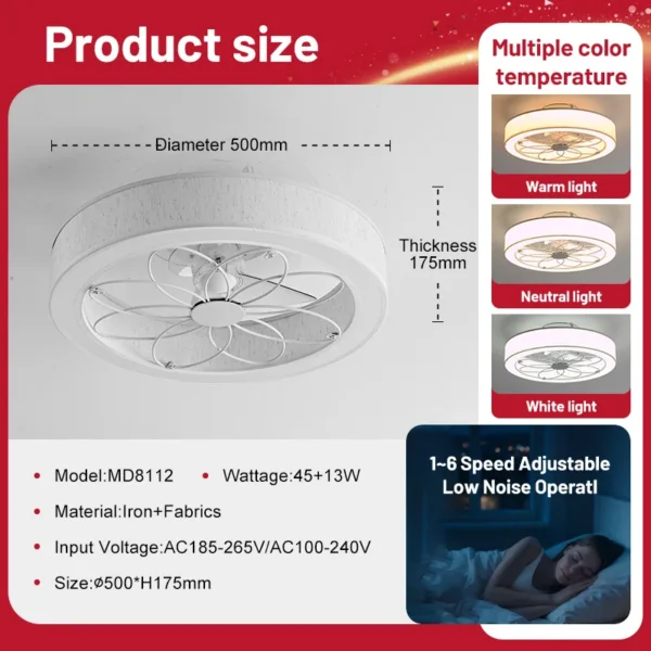 Ceiling Fan, 220, iron+fabrics, MD8112 - view 4