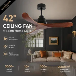 Ceiling Fan, 35W(0.05hp), Solid Wood + Metal