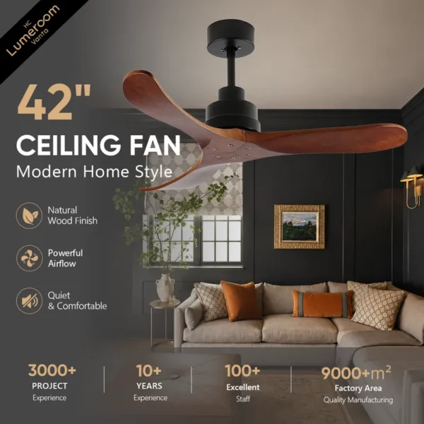Ceiling Fan, 35W(0.05hp), Solid Wood + Metal