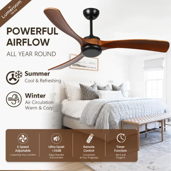 Ceiling Fan, 35W, Wood+Metal - view 2
