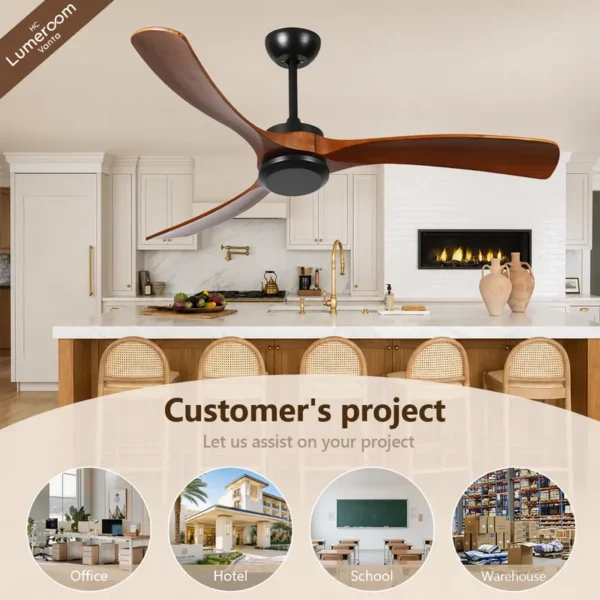 Ceiling Fan, 35W, Wood+Metal - view 3
