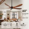 Ceiling Fan, 50 W(0.07hp), Solid Wood + Metal