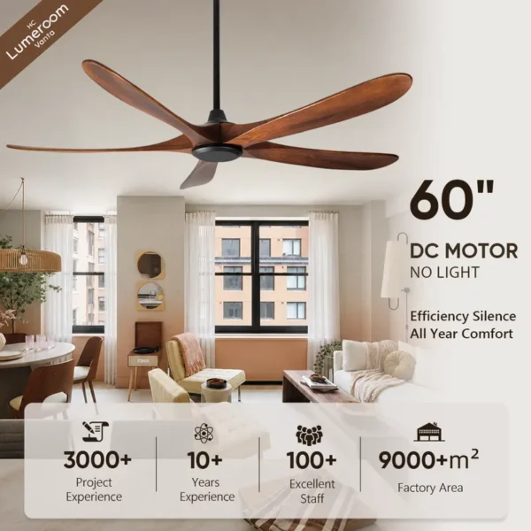 Ceiling Fan, 50 W(0.07hp), Solid Wood + Metal