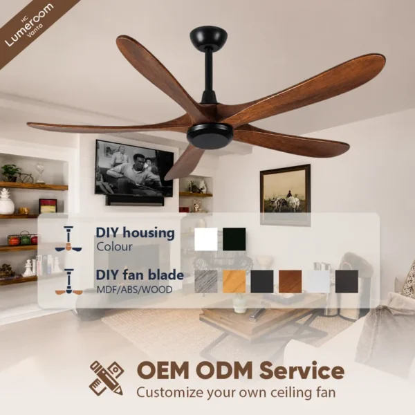 Ceiling Fan, 50 W(0.07hp), Solid Wood + Metal - view 3
