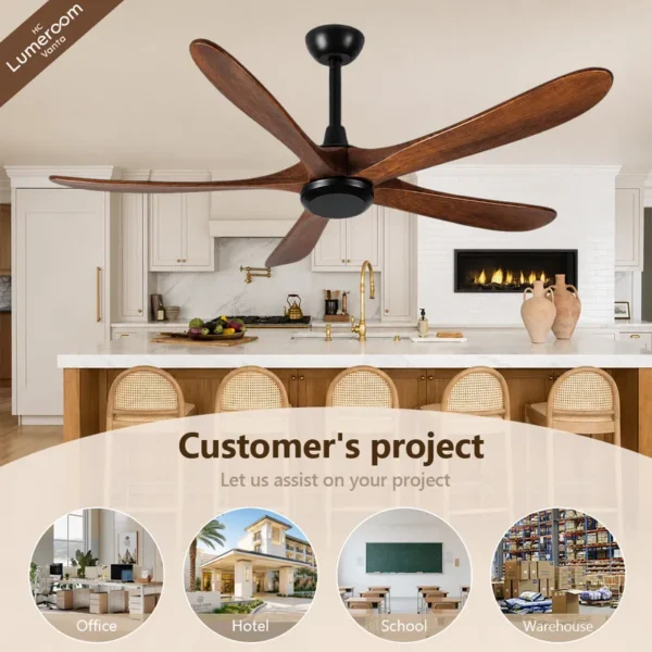 Ceiling Fan, 50 W(0.07hp), Solid Wood + Metal - view 4