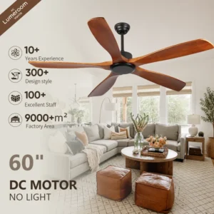 Ceiling Fan, 50 W, Solid Wood + Metal