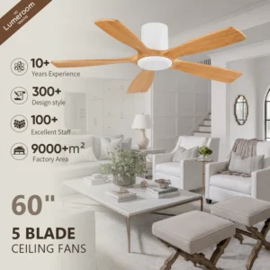 Ceiling Fan, 50 W, Solid Wood + Metal