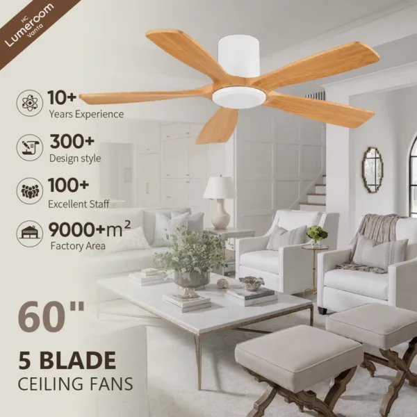 Ceiling Fan, 50 W, Solid Wood + Metal