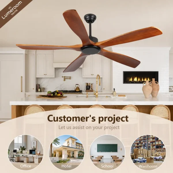 Ceiling Fan, 50 W, Solid Wood + Metal - view 2