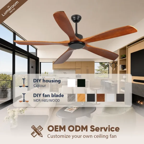 Ceiling Fan, 50 W, Solid Wood + Metal - view 3