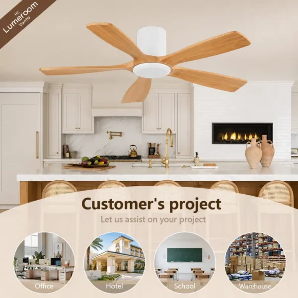 Ceiling Fan, 50 W, Solid Wood + Metal - view 3