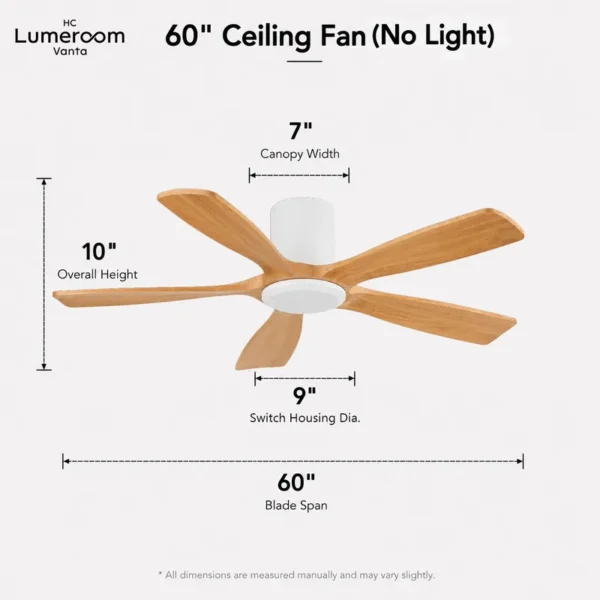 Ceiling Fan, 50 W, Solid Wood + Metal - view 5