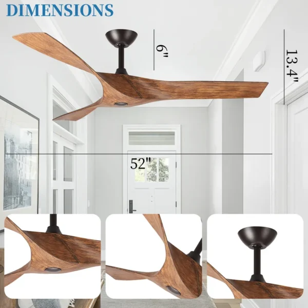 Ceiling Fan, 6-Speed, ABS, Copper, Plastic - view 2