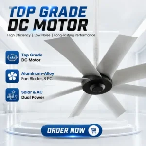 Ceiling Fan, HVLS, Dia.3M, Aluminum, Solar