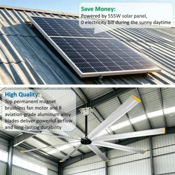 Ceiling Fan, Solar, 10ft, HVLS, Waterproof - view 5
