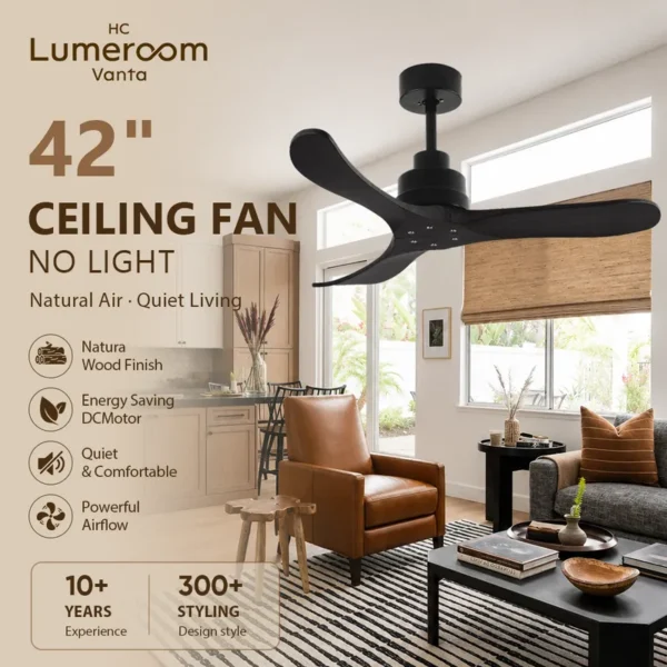 Ceiling Fan, USA, 35W(0.05hp), Solid Wood + Metal