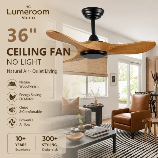 Ceiling Fan, USA, 35W, Solid Wood + Metal