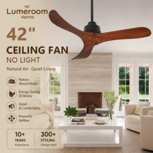 Ceiling Fan, USA, 35W, Solid Wood + Metal