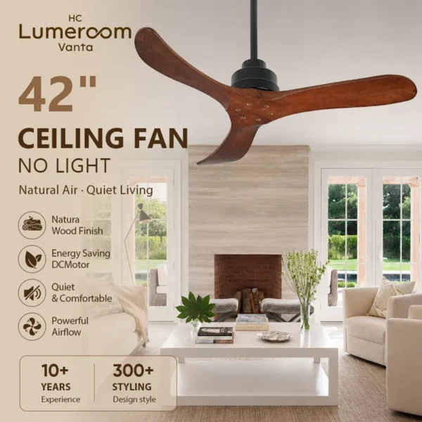 Ceiling Fan, USA, 35W, Solid Wood + Metal