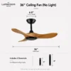 Ceiling Fan, USA, 35W, Solid Wood + Metal - view 4