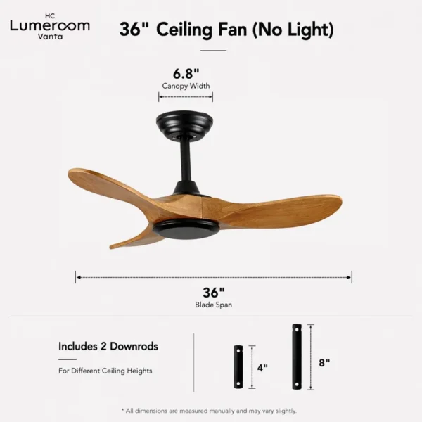 Ceiling Fan, USA, 35W, Solid Wood + Metal - view 4