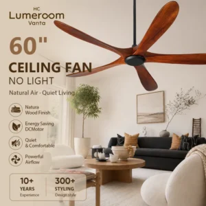 Ceiling Fan, USA, 50 W(0.07hp), Solid Wood + Metal, 60 Inch
