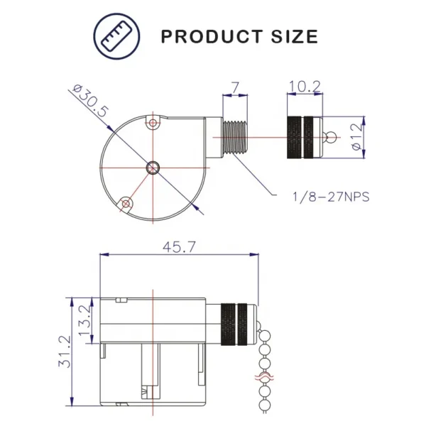 Ceiling Fan, ZING, EAR, ZE-208S5-1T, Plastic - view 2