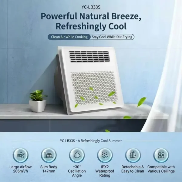Ceiling Kitchen Cooling Fan, 300*300mm, 220 V, Electric - view 2