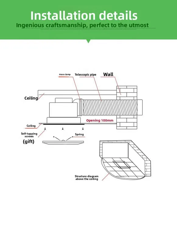 Ceiling Pipes Ventilation Fan, wall, Electric, ABS - view 5