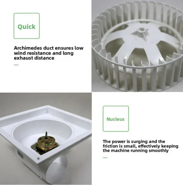 Ceiling Pipes Ventilation Fan, wall, Electric, ABS - view 6