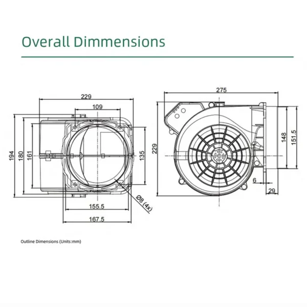Centrifugal Blower, 150W, 230V, 50/60Hz - view 6