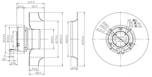 Centrifugal Blower, 250mm, 48V, Brushless, 105W - view 5