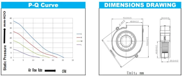 Centrifugal Blower, 5V, 12V, 24V, 93x93x30mm - view 3