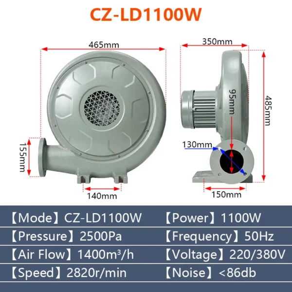 Centrifugal Blower, Aluminum, 220 V, Electric - view 6