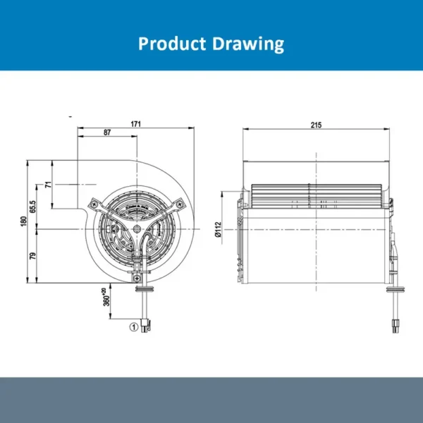Centrifugal Blower, D1G133-AB39-22, 133mm, 48VDC, 105W - view 3