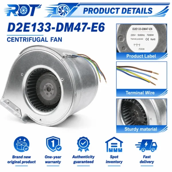 Centrifugal Blower, D2E133-DM47-E6, 230V, 195W, 133mm - view 5