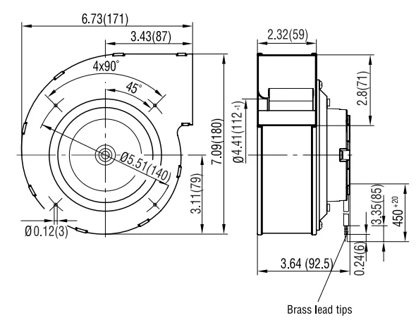 Centrifugal Blower, G3G133-DJ01-13, 230V, 55W, 133MM - view 3