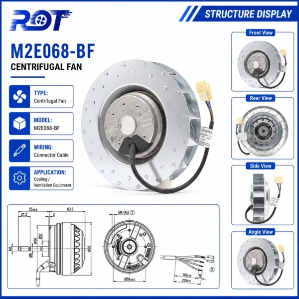 Centrifugal Blower, M2E068-BF, 230 V, Corded Electric - view 2