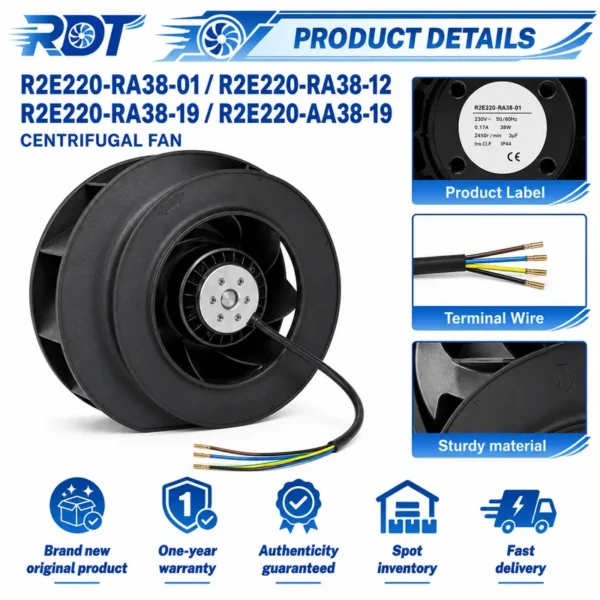 Centrifugal Blower, R2E220-RA38-19, 230VAC, 115W, 2800RPM - view 5